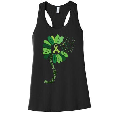 Green Flower Mental Health Awareness Women's Racerback Tank