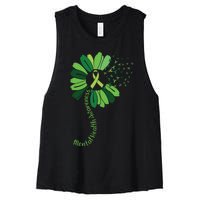 Green Flower Mental Health Awareness Women's Racerback Cropped Tank