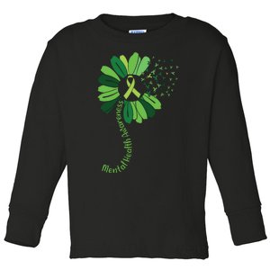 Green Flower Mental Health Awareness Toddler Long Sleeve Shirt