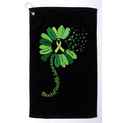 Green Flower Mental Health Awareness Platinum Collection Golf Towel