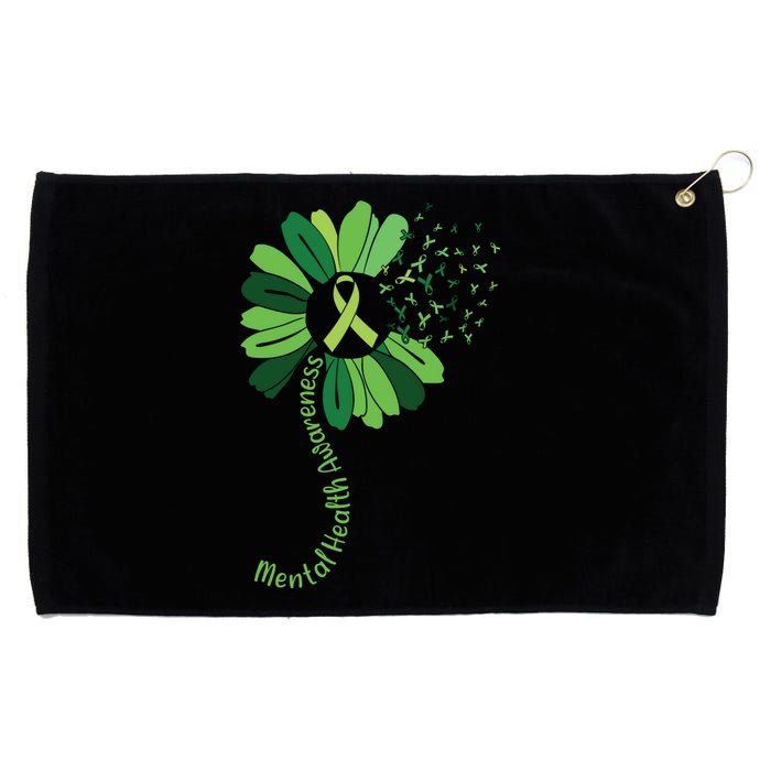 Green Flower Mental Health Awareness Grommeted Golf Towel