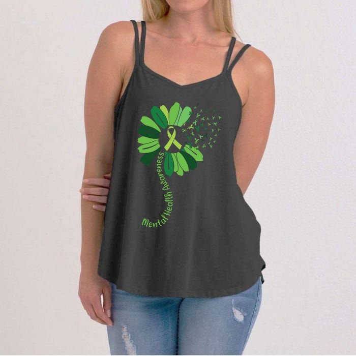 Green Flower Mental Health Awareness Women's Strappy Tank