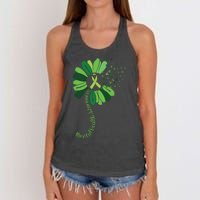 Green Flower Mental Health Awareness Women's Knotted Racerback Tank