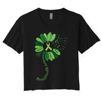 Green Flower Mental Health Awareness Women's Crop Top Tee