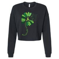 Green Flower Mental Health Awareness Cropped Pullover Crew