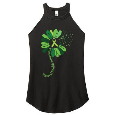 Green Flower Mental Health Awareness Women's Perfect Tri Rocker Tank