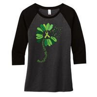 Green Flower Mental Health Awareness Women's Tri-Blend 3/4-Sleeve Raglan Shirt