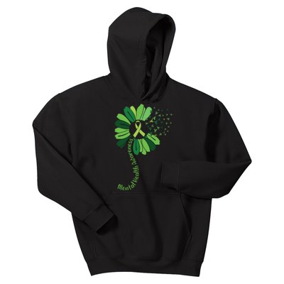 Green Flower Mental Health Awareness Kids Hoodie