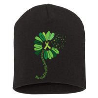 Green Flower Mental Health Awareness Short Acrylic Beanie