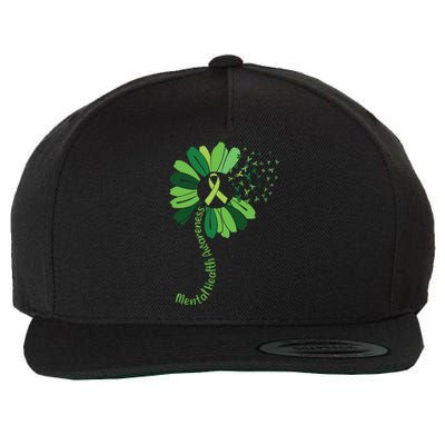 Green Flower Mental Health Awareness Wool Snapback Cap