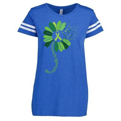 Green Flower Mental Health Awareness Enza Ladies Jersey Football T-Shirt