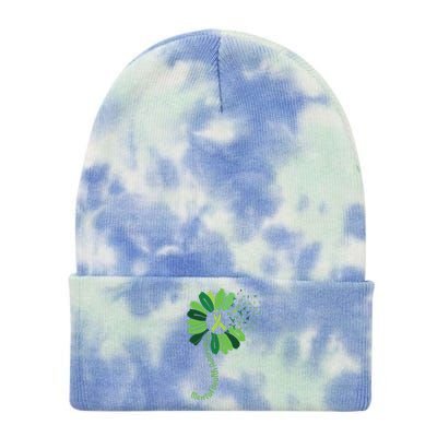 Green Flower Mental Health Awareness Tie Dye 12in Knit Beanie