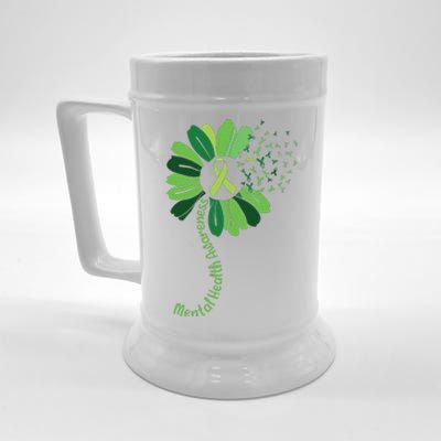 Green Flower Mental Health Awareness Beer Stein