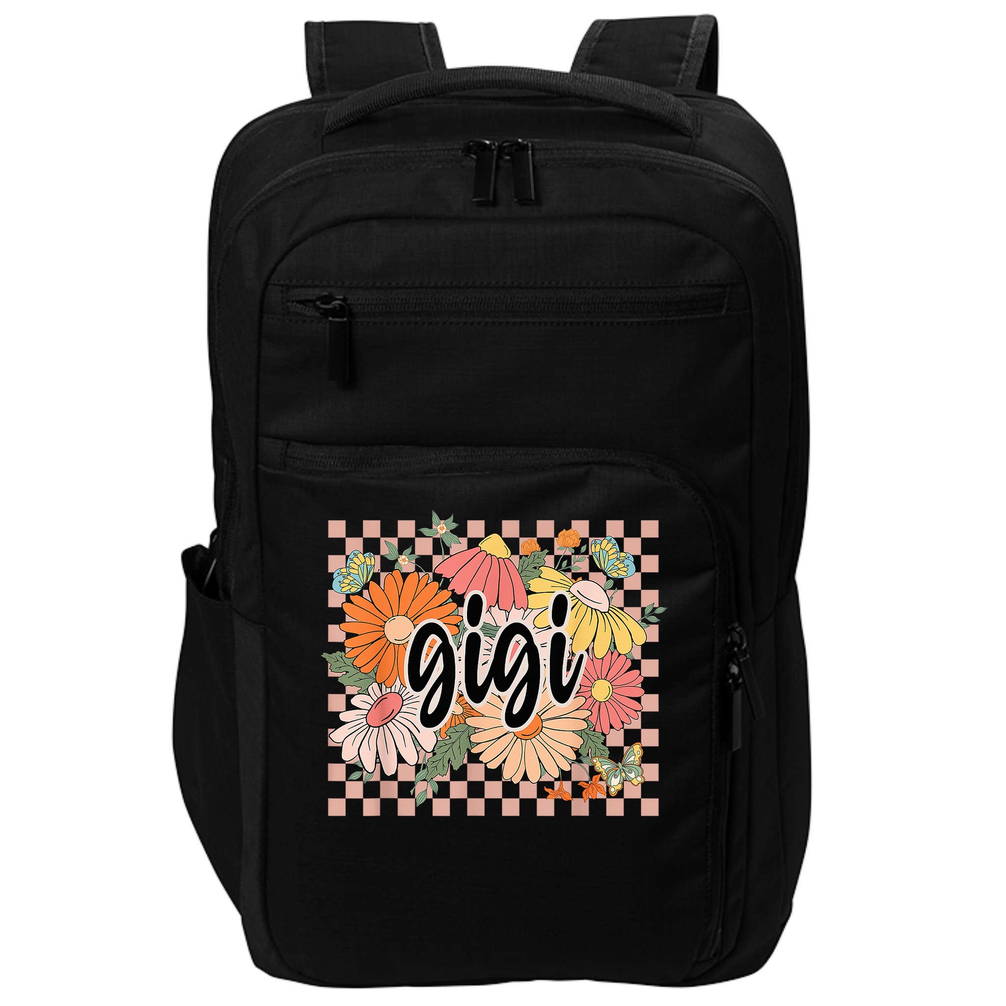 Gigi Floral Mother'S Day Wildflower Girl Checkered Impact Tech Backpack