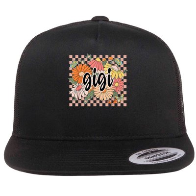 Gigi Floral Mother'S Day Wildflower Girl Checkered Flatbill Hat