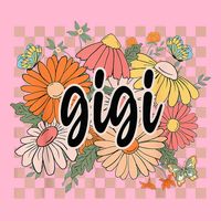 Gigi Floral Mother'S Day Wildflower Girl Checkered Women's V-Neck T-Shirt