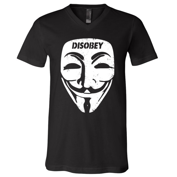 Guy Fawkes Mask Disobey V-Neck T-Shirt