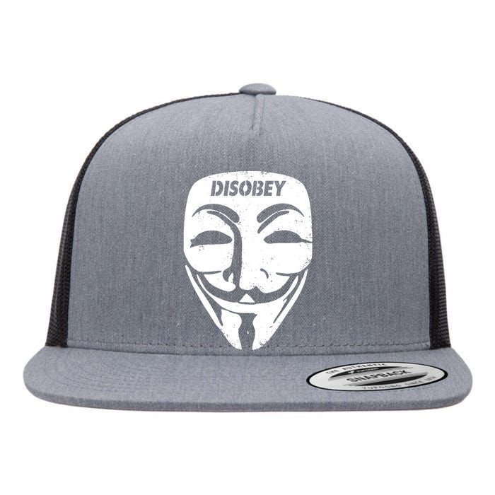 Guy Fawkes Mask Disobey Flat Bill Trucker Hat