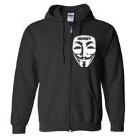 Guy Fawkes Mask Disobey Full Zip Hoodie