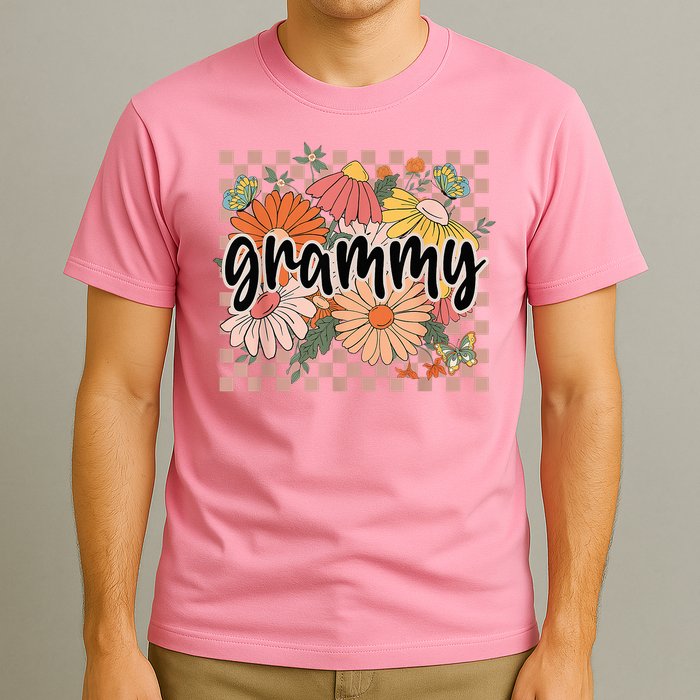 Grammy Floral Mother'S Day Wildflower Girl Checkered T-Shirt