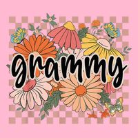 Grammy Floral Mother'S Day Wildflower Girl Checkered T-Shirt
