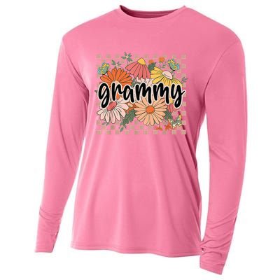 Grammy Floral Mother'S Day Wildflower Girl Checkered Cooling Performance Long Sleeve Crew
