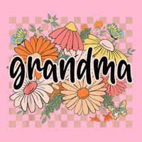 Grandma Floral Mother'S Day Wildflower Girl Checkered Toddler T-Shirt