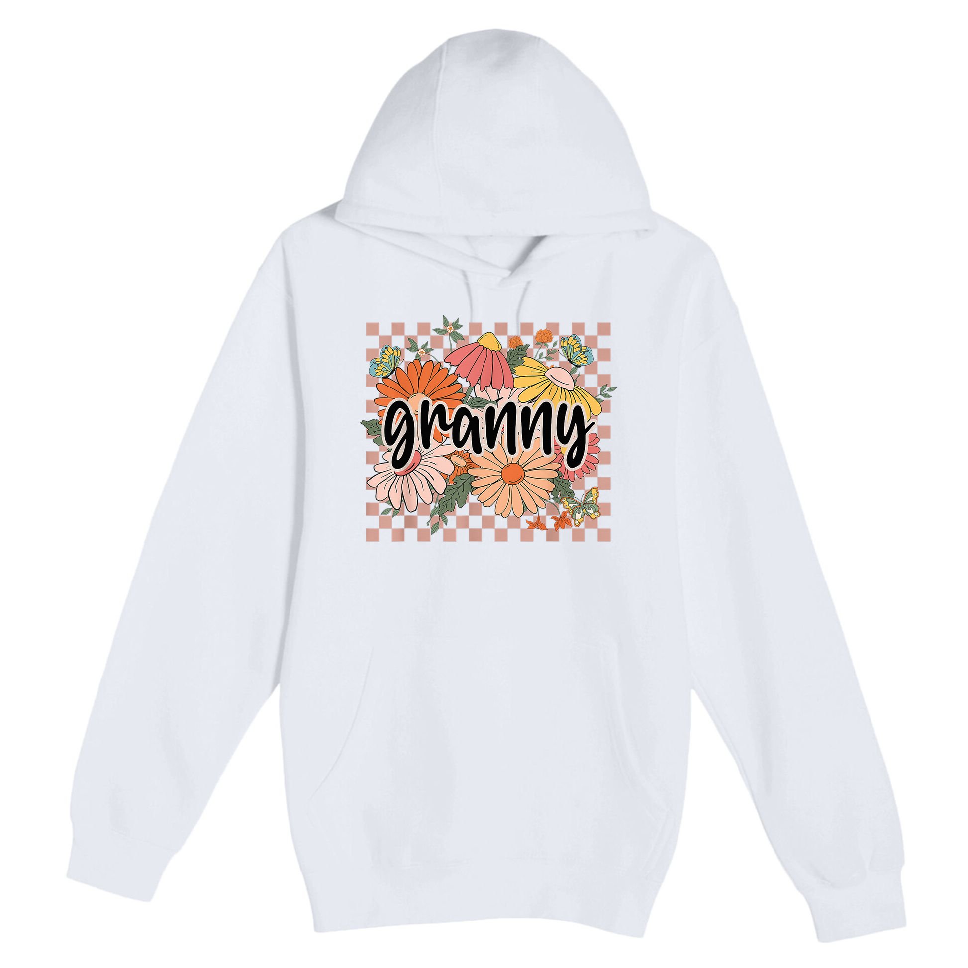 Granny Floral Mother'S Day Wildflower Girl Checkered Premium Pullover Hoodie