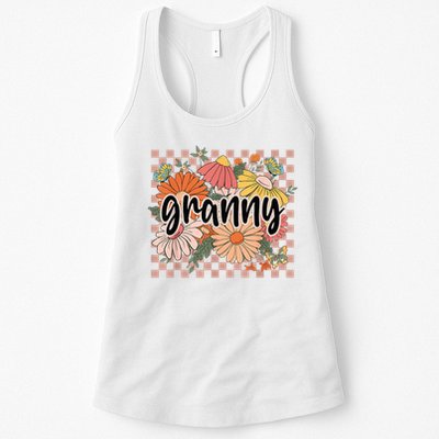 Granny Floral Mother'S Day Wildflower Girl Checkered Womens Tank Top