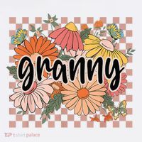 Granny Floral Mother'S Day Wildflower Girl Checkered Women's V-Neck T-Shirt