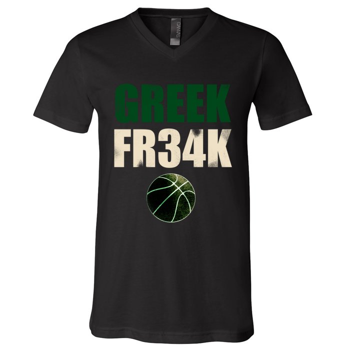 GREEK FR34K Milwaukee Wisconsin Basketball Championship V-Neck T-Shirt