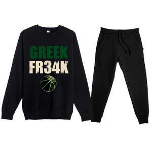 GREEK FR34K Milwaukee Wisconsin Basketball Championship Premium Crewneck Sweatsuit Set