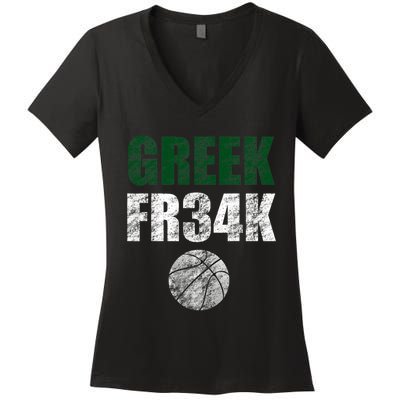 GREEK FR34K Milwaukee Wisconsin Basketball Championship Women's V-Neck T-Shirt