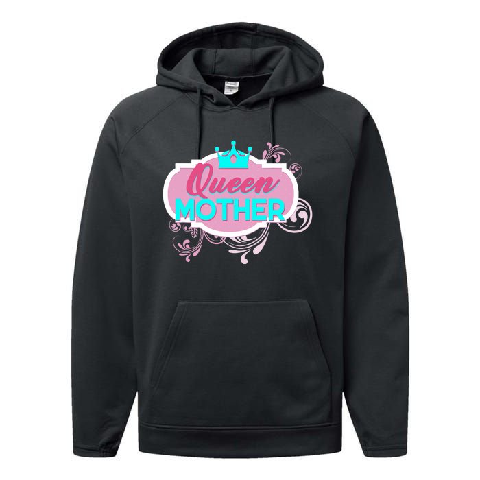 Gift For Mom Queen Mother Funny Mothers Day Mama Momma Mommy Performance Fleece Hoodie