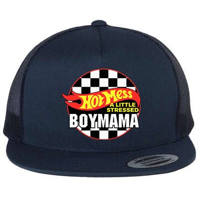 Gifts For Mom Hot Mess A Little Stressed Boy Mama Flat Bill Trucker Hat