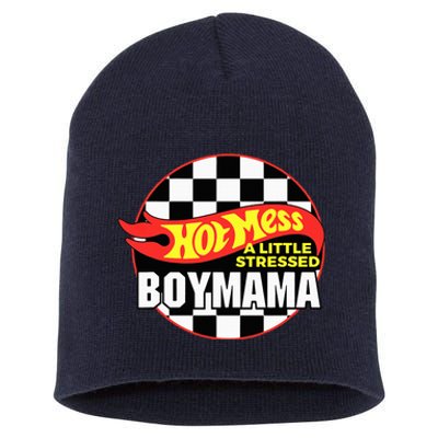 Gifts For Mom Hot Mess A Little Stressed Boy Mama Short Acrylic Beanie