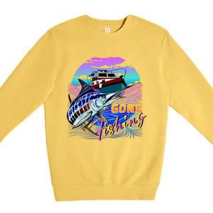 Gone Fishing Marlin Boat Premium Crewneck Sweatshirt