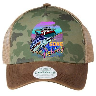 Gone Fishing Marlin Boat Legacy Tie Dye Trucker Hat