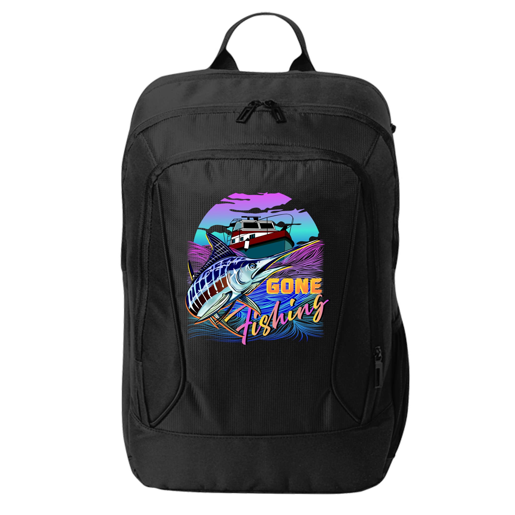 Gone Fishing Marlin Boat City Backpack