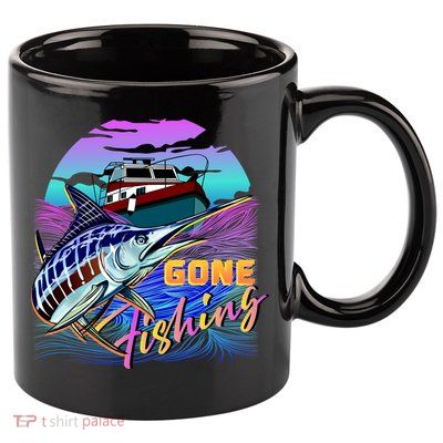 Gone Fishing Marlin Boat 11oz C Handle Ceramic Mug
