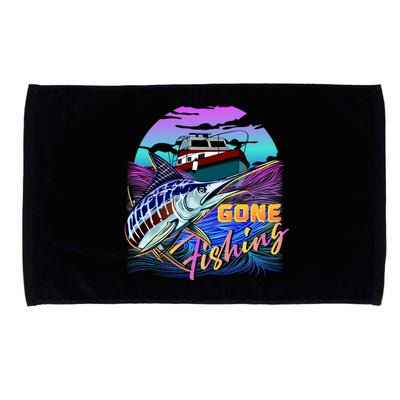 Gone Fishing Marlin Boat Microfiber Hand Towel