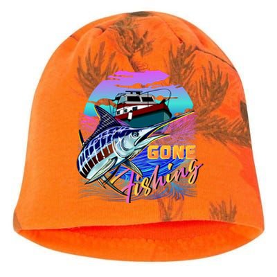 Gone Fishing Marlin Boat Kati - Camo Knit Beanie