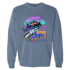 Gone Fishing Marlin Boat Garment-Dyed Sweatshirt