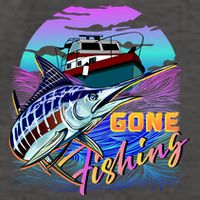 Gone Fishing Marlin Boat Vector Backpack