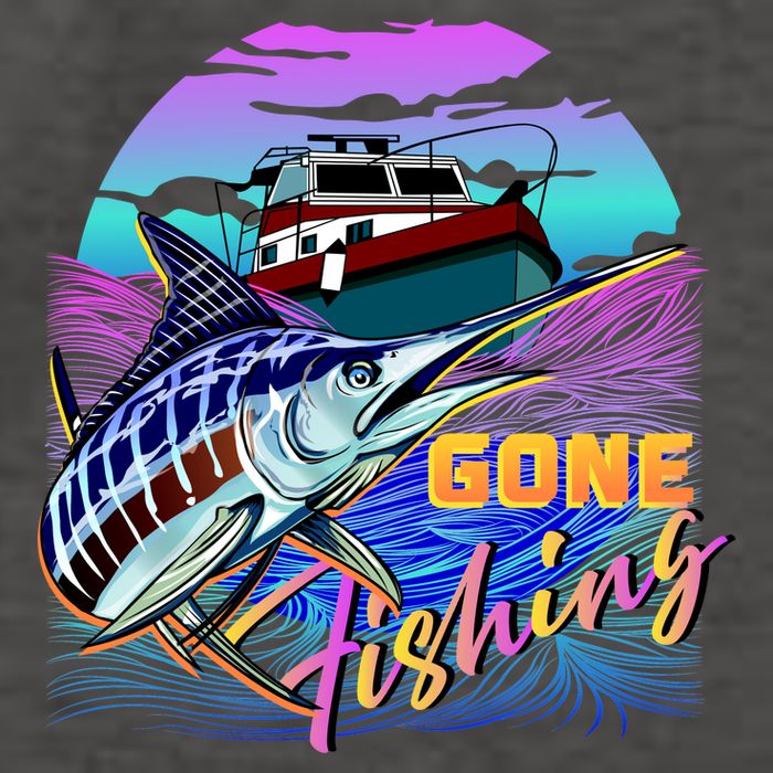 Gone Fishing Marlin Boat Vector Backpack
