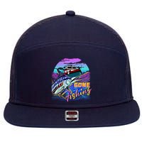 Gone Fishing Marlin Boat 7 Panel Mesh Trucker Snapback Hat