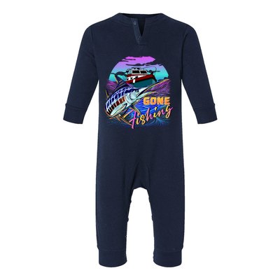 Gone Fishing Marlin Boat Infant Fleece One Piece