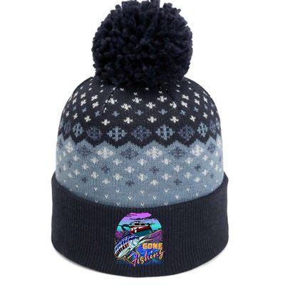 Gone Fishing Marlin Boat The Baniff Cuffed Pom Beanie