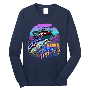 Gone Fishing Marlin Boat Long Sleeve Shirt