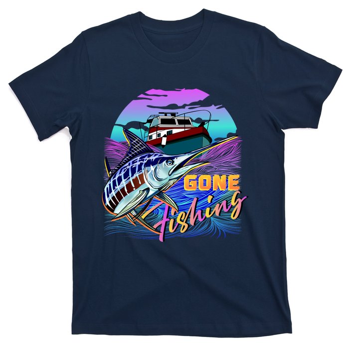 Gone Fishing Marlin Boat T-Shirt